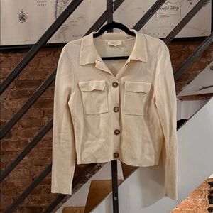 Sezane Beige Button-Up Women's Blazer